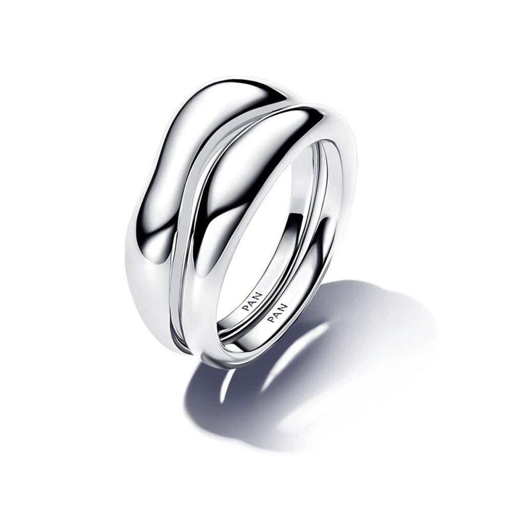 Panjia Dora White Copper-Plated Silver Love Pearl Ring: Irregular Design Valentine's Gift for Her