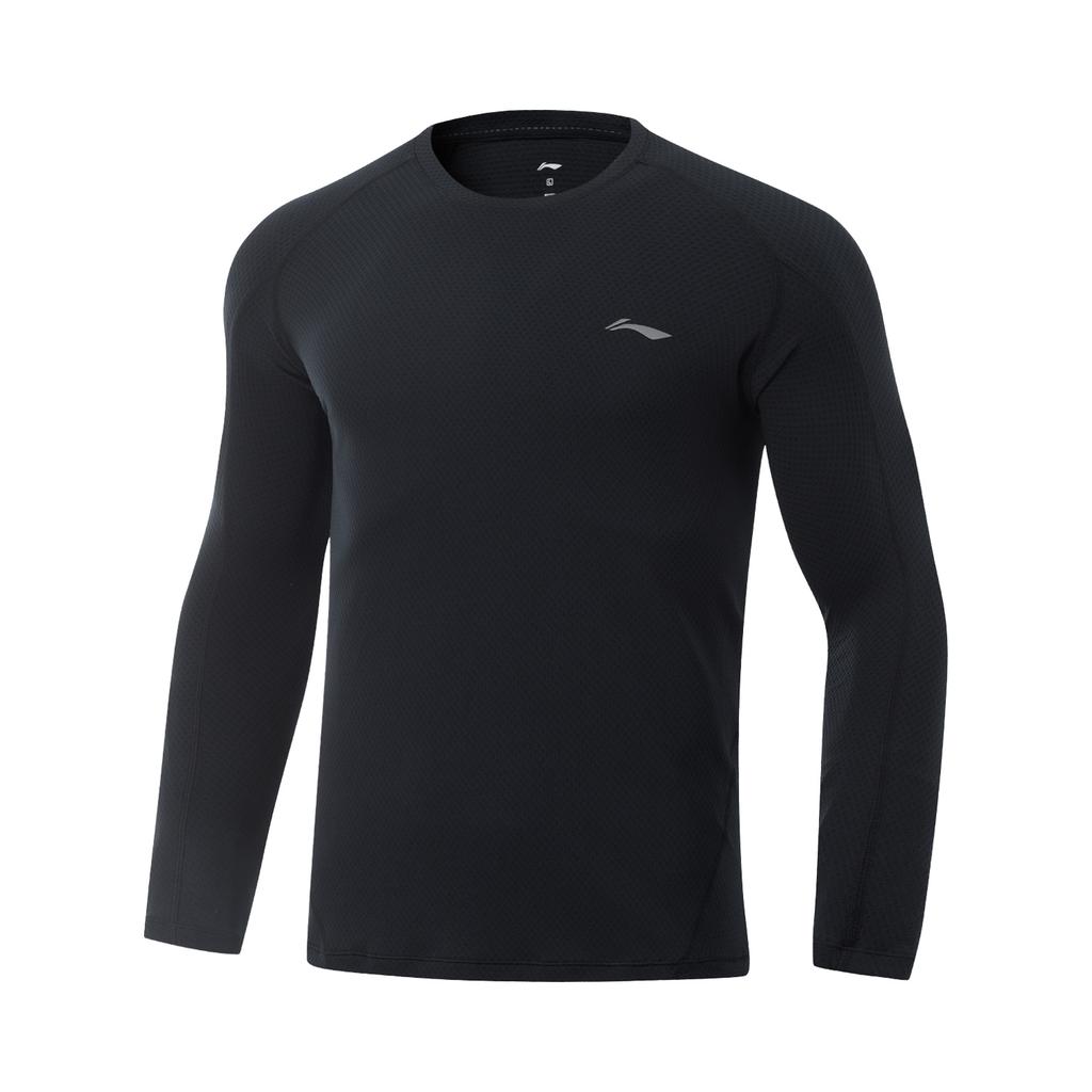 Li Ning Comfortable Casual Versatile Sports Long Sleeve Knit Top Men Tops Black AUDV033-1