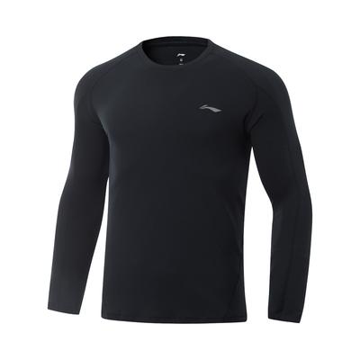 Li Ning Confortável Casual Versátil Esportivo Top de Tricô de Manga Comprida Masculino tops Preto AUDV033-1