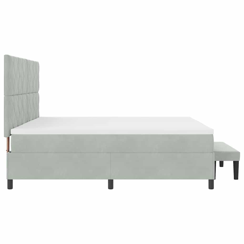 Box Spring Bed with Headboard Light Grey 200 X 200 Cm Velvet