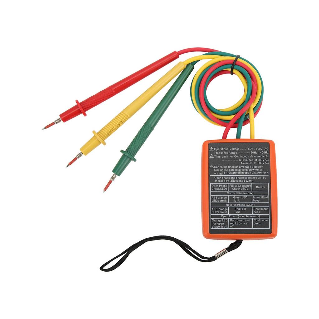 Three-phase AC phase sequence tester, non-contact buzzer, 3-phase sequence presence rotation tester SM852B AC 60~600V ABS