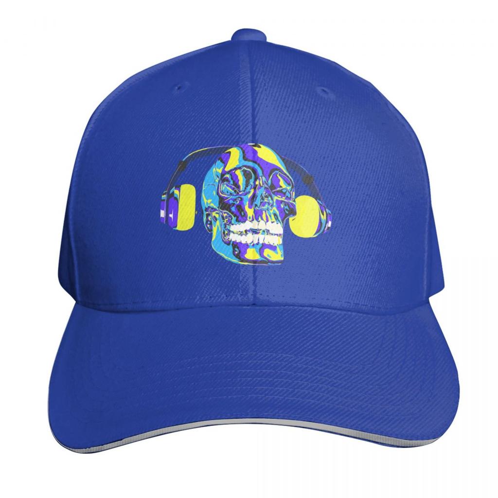 Psychedelic Skull Listening To Music On Headphone Baseball Cap Luxury Cap Ball Cap Foam Party Hat Visor For Women Unisexs