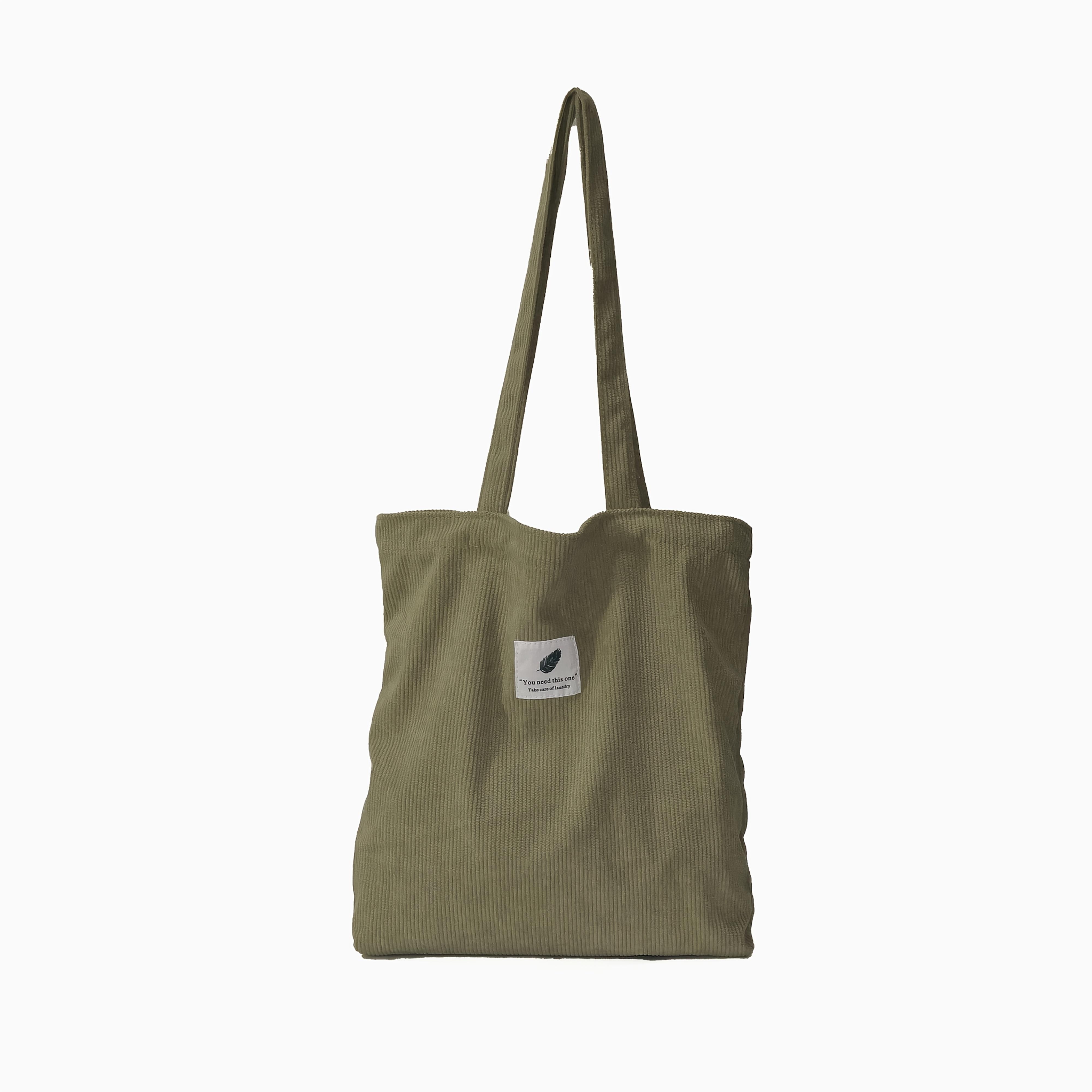 Unisex Corduroy Shoulder Bag - Compact Square Tote Lightweight And Roomy Underarm Bag for SchoolShopping хаки 880₽