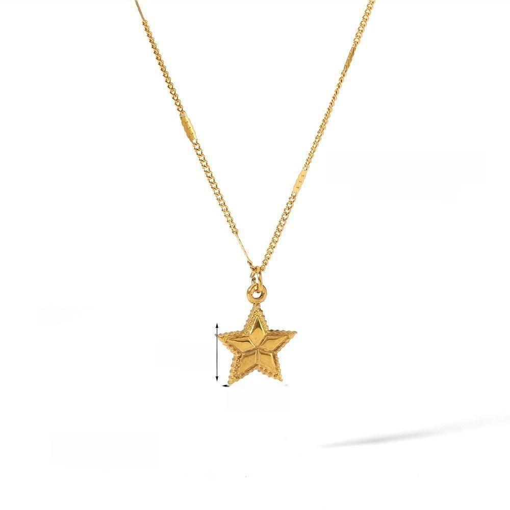 Collana con Ciondolo a Forma di Cuore in Acciaio Inossidabile per Donna con Ciondolo a Stella e Placcatura in Oro