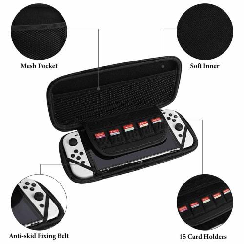 Metal Gear Witch Case for Switch/Switch OLED Models, Waterproof, Dustproof, and Dirt-Resistant, Holds 15 Game Cards, Shockproof, and Includes Storage