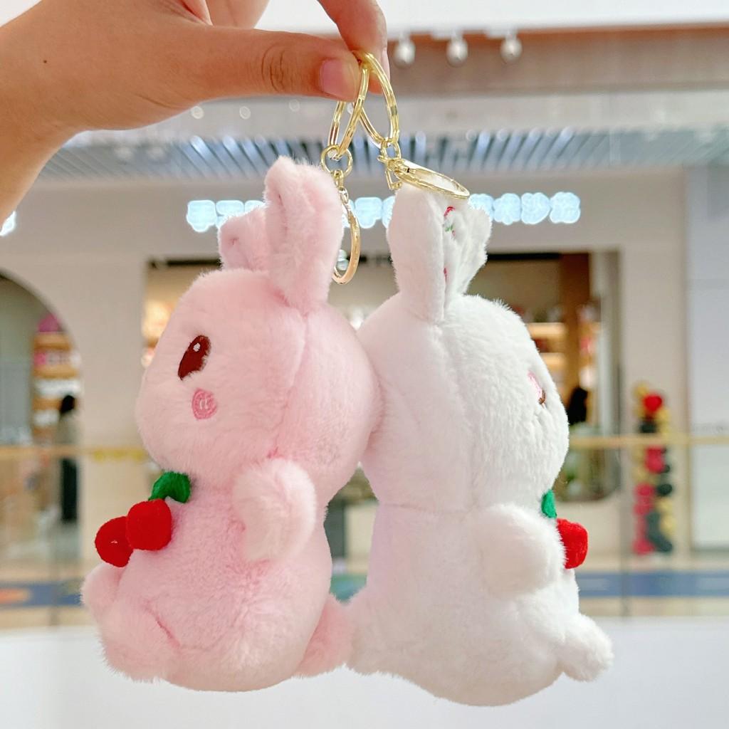 Charming And Fluffy Space Bunny Keychain In White And Blue For Stylish Backpacks