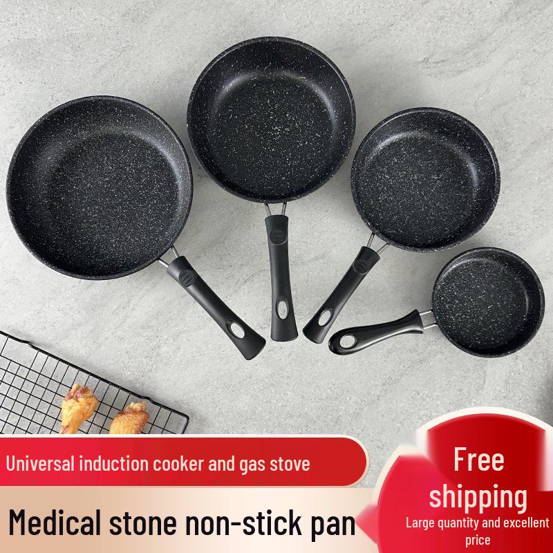 

Мини-вок с антипригарным покрытием из камня майфань для жарки, стейков, овощей, блинов и пельменей; Подходит для индукционных плит. 12cm чёрный