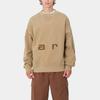 Carhartt WIP FW24 Felt Script Sweat Loose Fit Long Sleeve Crewneck Sweatshirt Men Sweatshirts Khaki I034041-2J8-GD