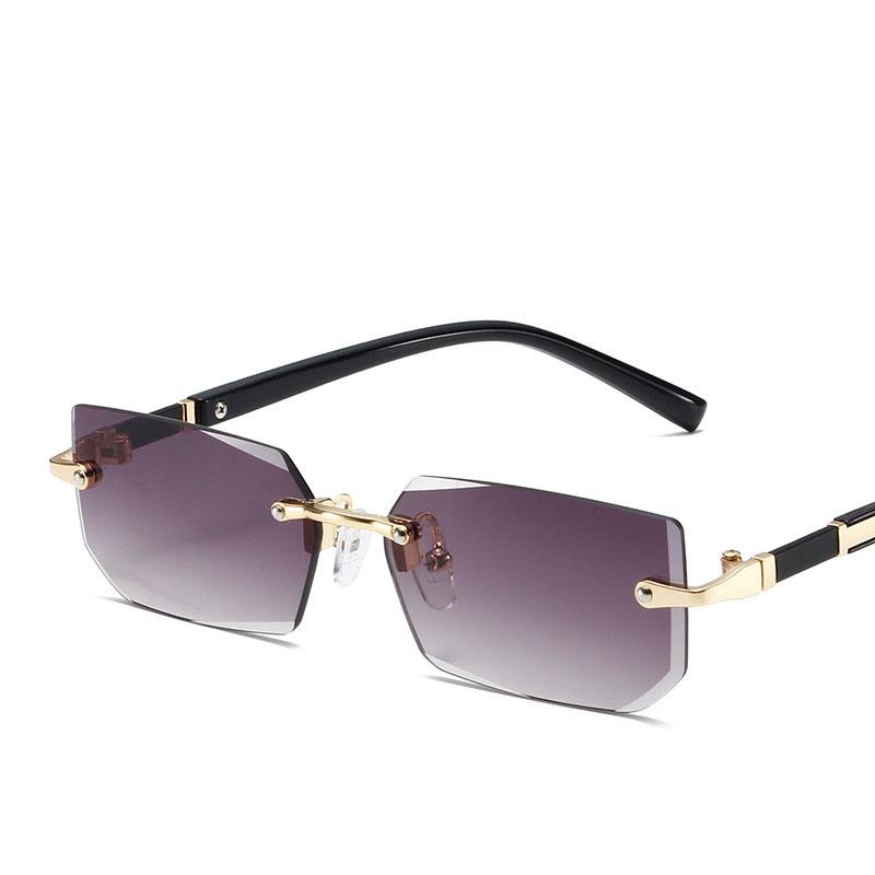 Trendy sluneční brýle bez obrouček pro muže Dámské Módní Bezrámové obdélníkové sluneční brýle Retro stínítka Letní cestovní brýle UV400