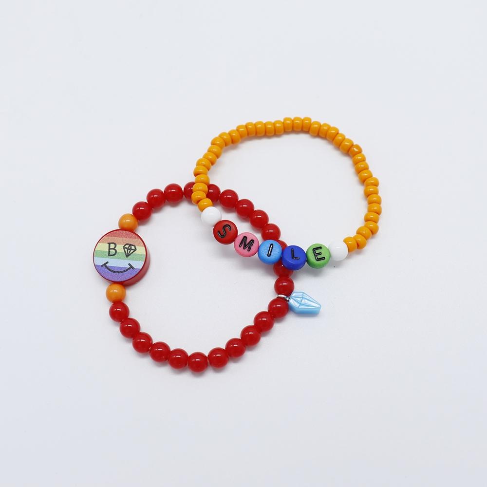 Bonbeau Rainbow Face Smile Colorball Bracelet Set (2 Types)
