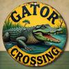 Metal Alligator Crossing Sign Wall Art Outdoor Indoor Decor Weather Resistant Holiday Gift