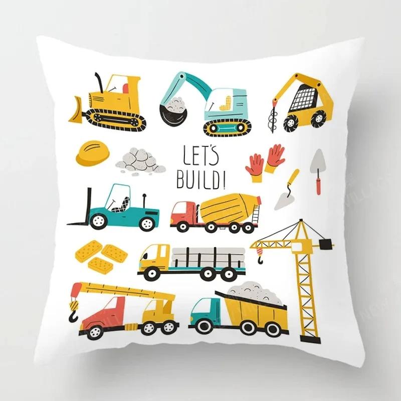 Cute Childlike Suitable for Children Type Square Cushion Cover Polyester Sofa Bedroom Living Room Pillowcase Decoration