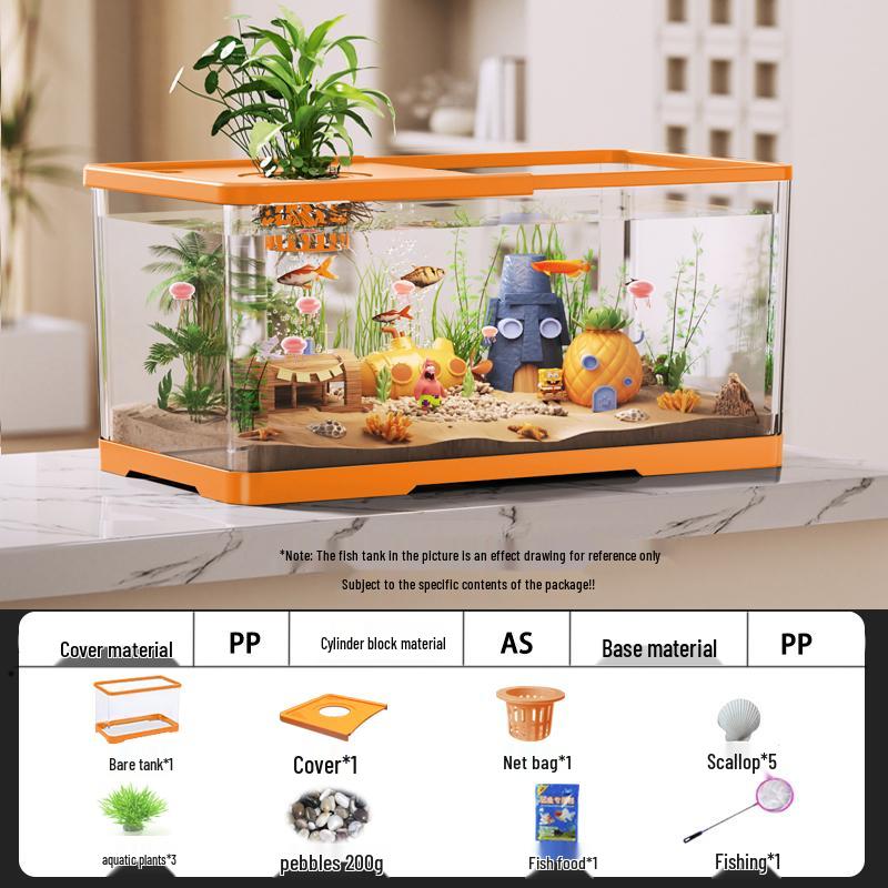 Acvariu compact ecologic 2025 pentru peștișori aurii cu filtrare, oxigenare, capac - Ideal pentru sufragerii mici