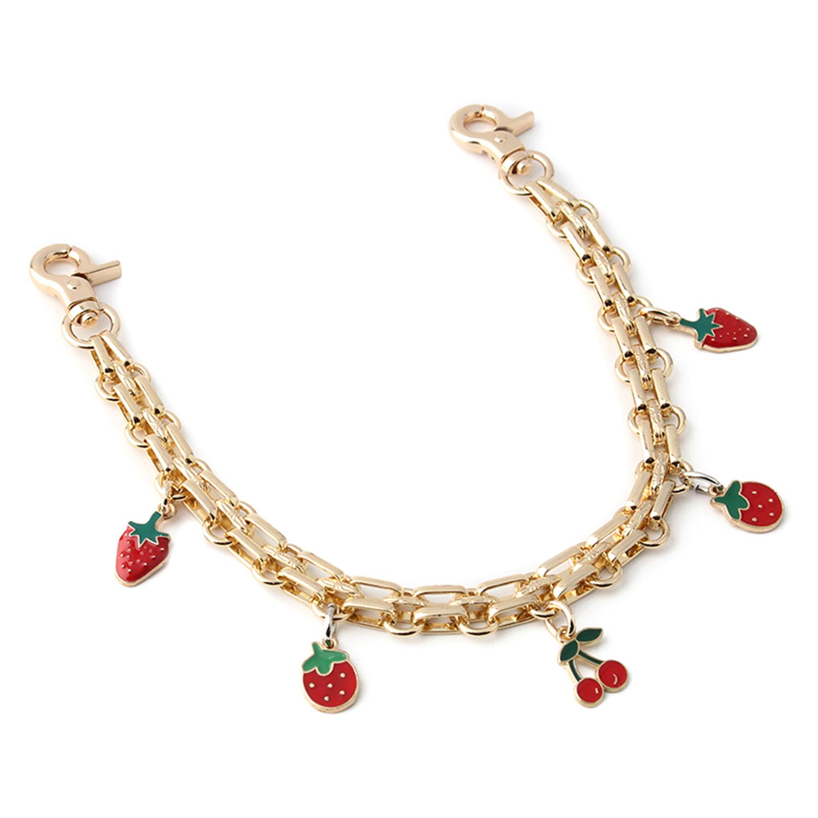 

Романтичный цветок клубника сердце сумка подвеска цепочка украшение для сумки для персонализированного стиля и практичного украшения 30cm