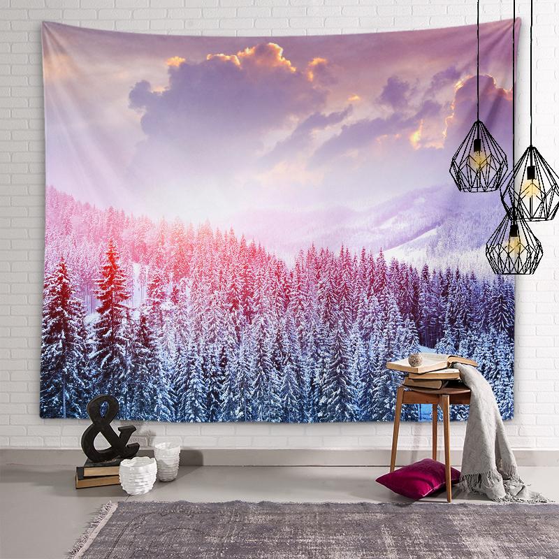 Winter Landscape Wall Art Aesthetic Tapestry Sunset View Tapestry Dormitory Room Aesthetic Decor Bedroom Home Decor