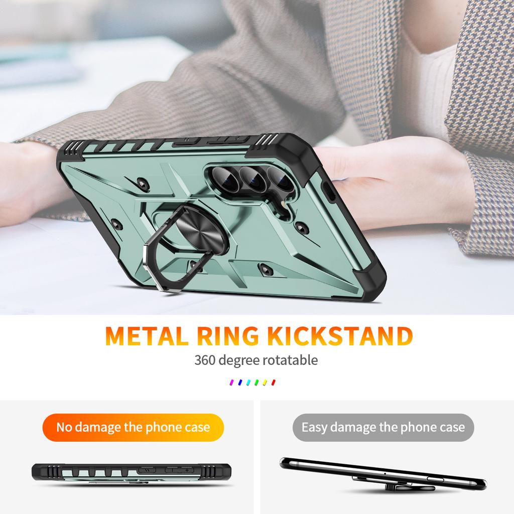For Samsung Galaxy S25 Case PC+ TPU Anti-Drop Phone Cover with Ring Kickstand