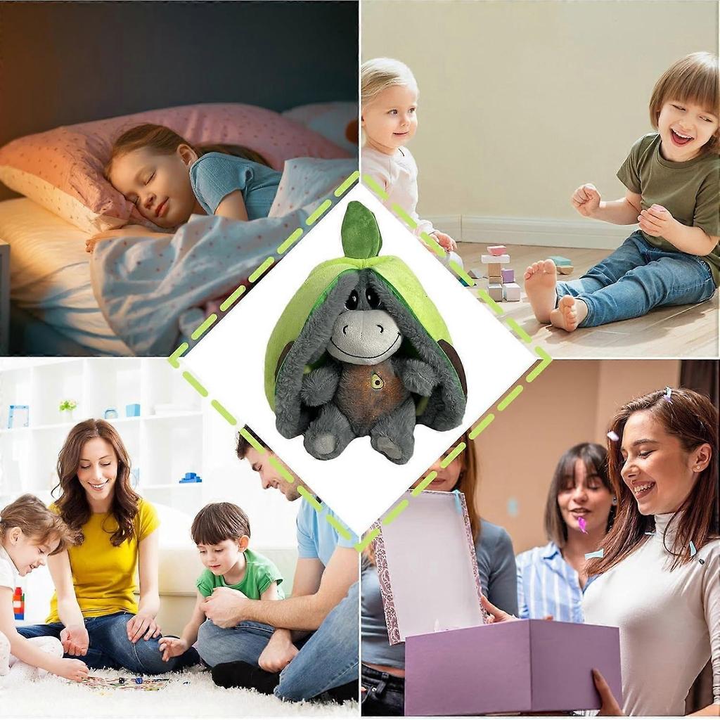 Breathable Sleep Buddy – Interactive Cuddle Buddy  Cartoon caricature, soothing animal plush toy with breathing motion lights green