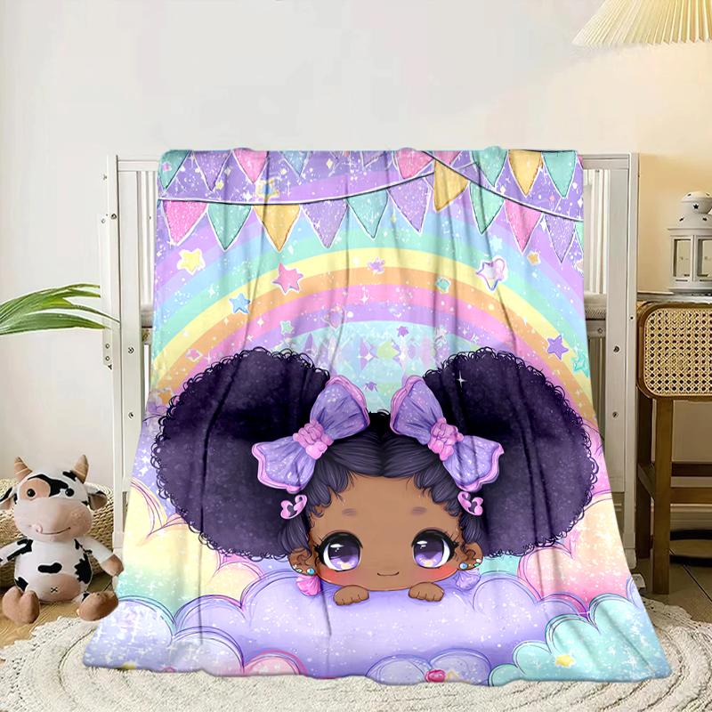 Black Princess Magic Celebration Blanket Flannel Blanket for Bed, Sofa, Camping, Hiking, Picnic Essentials, Gift for Family Fan Gifts