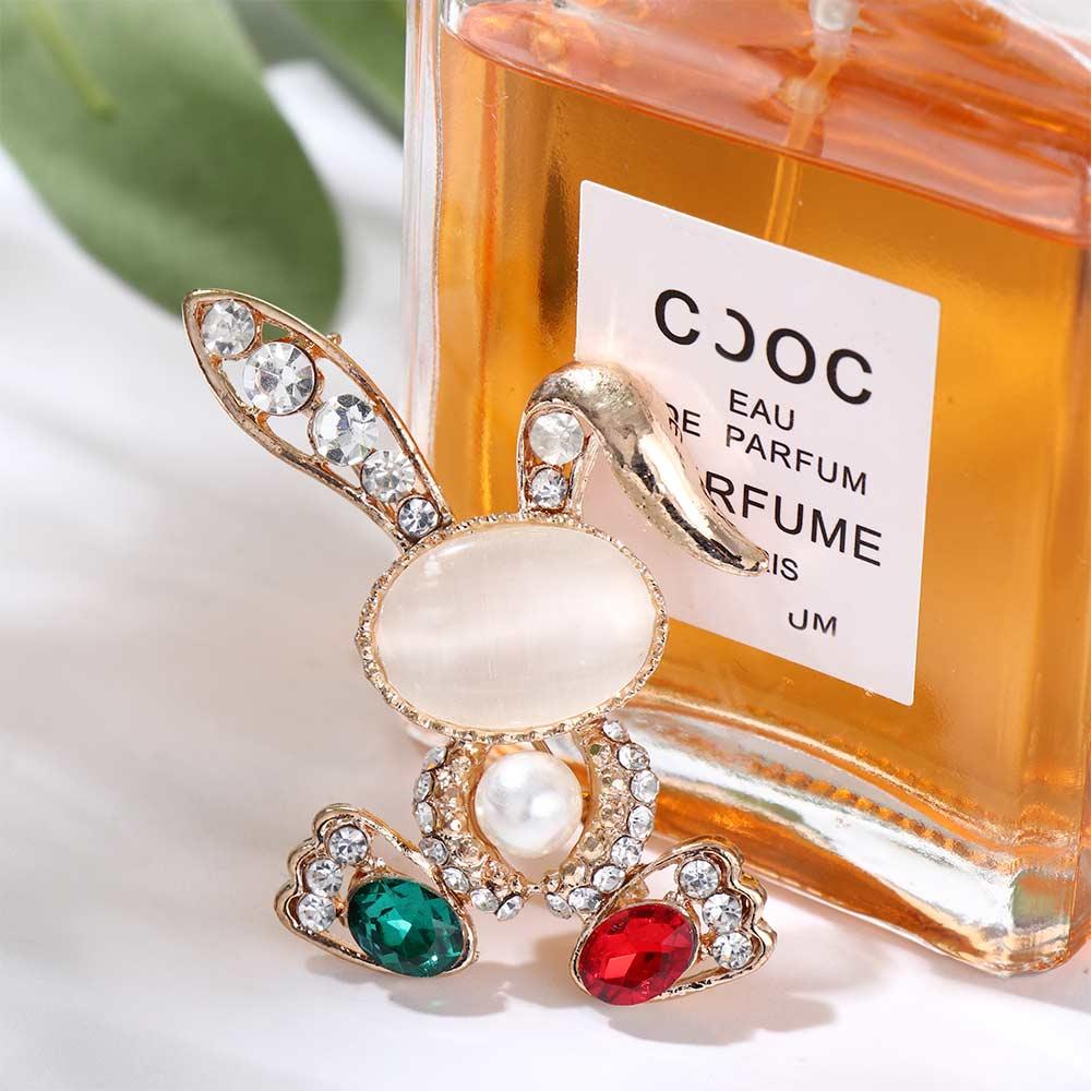 For Women Luxury Exquisite Suit Accessories Korean Style Brooch Rhinestone Pins Rabbit Brooch