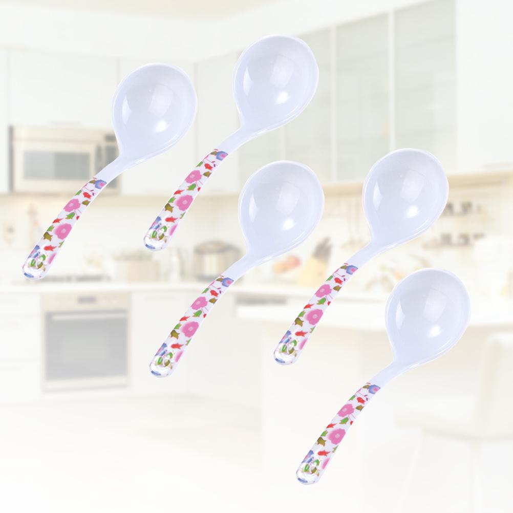5 stuks Grote Plastic Soeplepel Imitatie Keramiek Lange Steel Bpa Bestek Voor Soep Pap Rijst Opscheplepel Schep4