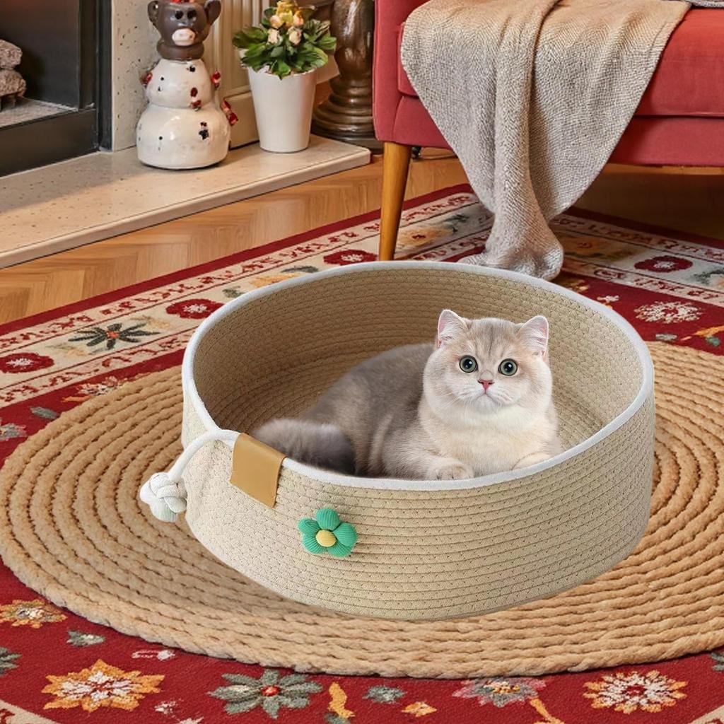 Cat Basket Bed Kitten Bed Nest For Indoor Cats Scratching Pad Pet Supplies For Puppy Office Bedroom Living Room Car Desk Window