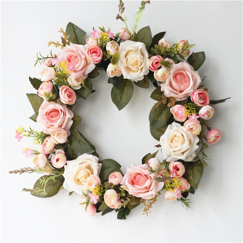 

Peony Artificial Rose Flower Hanging Door Flower Garland Wreath Party Decor рожевий