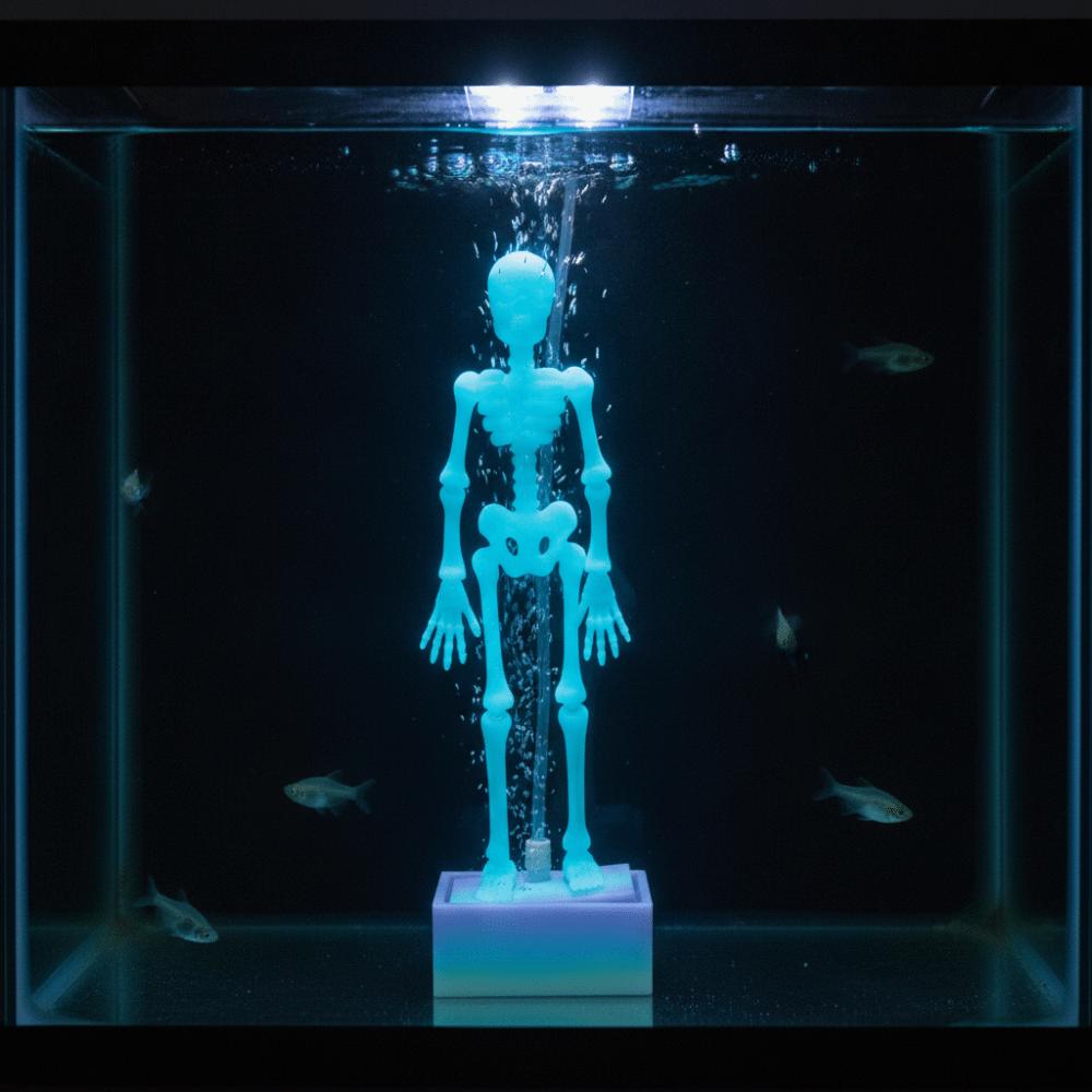 Bubble Driven Fish Tank Decoration Movable Joints Luminous Skeleton Aquarium Hobbyist