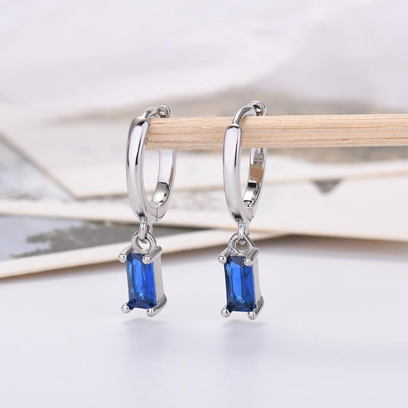 Rectangle Color Zircon Earrings, Simple, Fashionable And Exquisite Earrings.