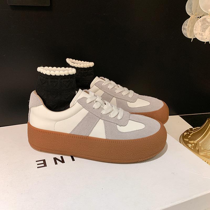 New women's leather German training shoes lace-up platform Forrest Gump shoes women's retro casual shoes board shoes