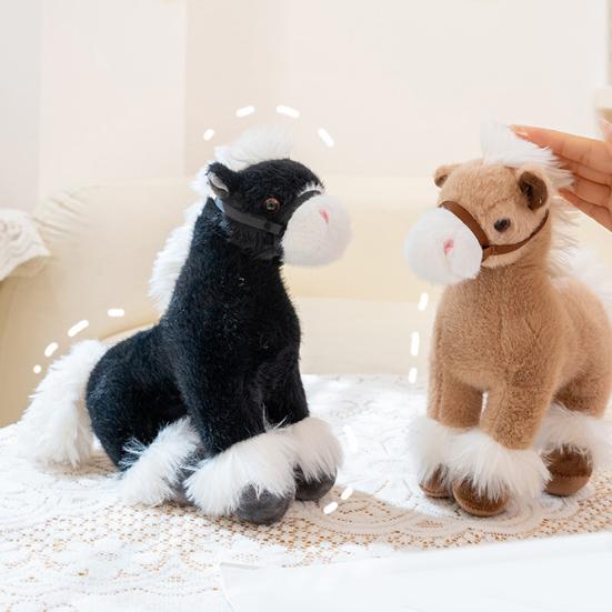 Horse Doll 2026 Good Luck In Year of The Horse Doll High Simulation Russian War Horse Shape PP Cotton Filling Zodiac Pony Figurine