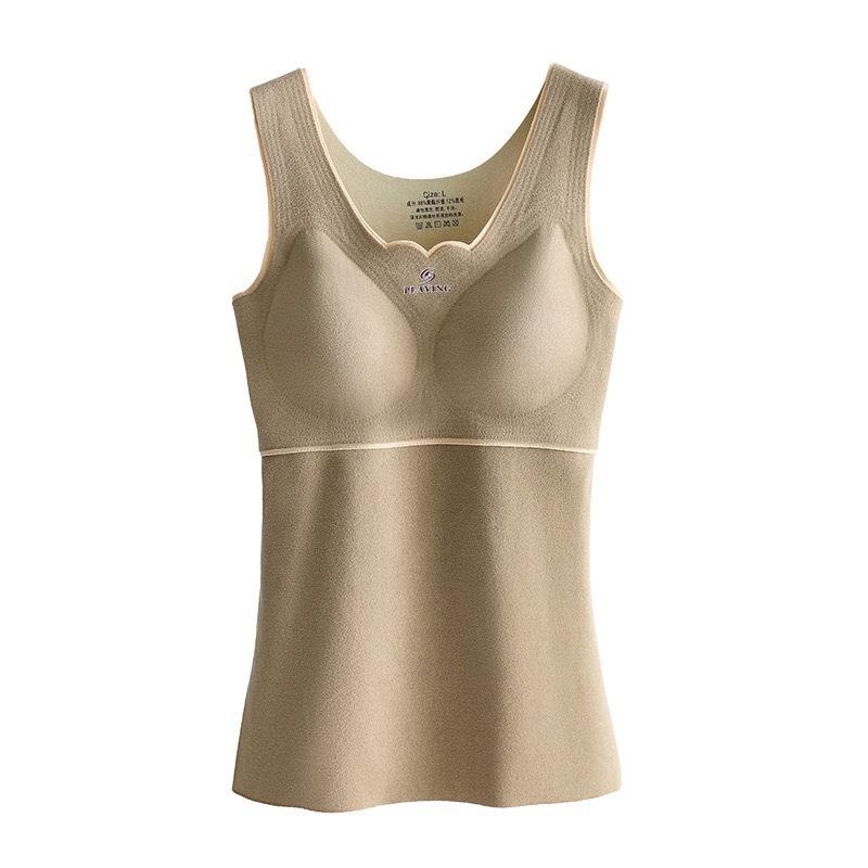 Women Plus Size Thickened Fleece Thermal Warm V Neck Vest With Built In Chest Pad