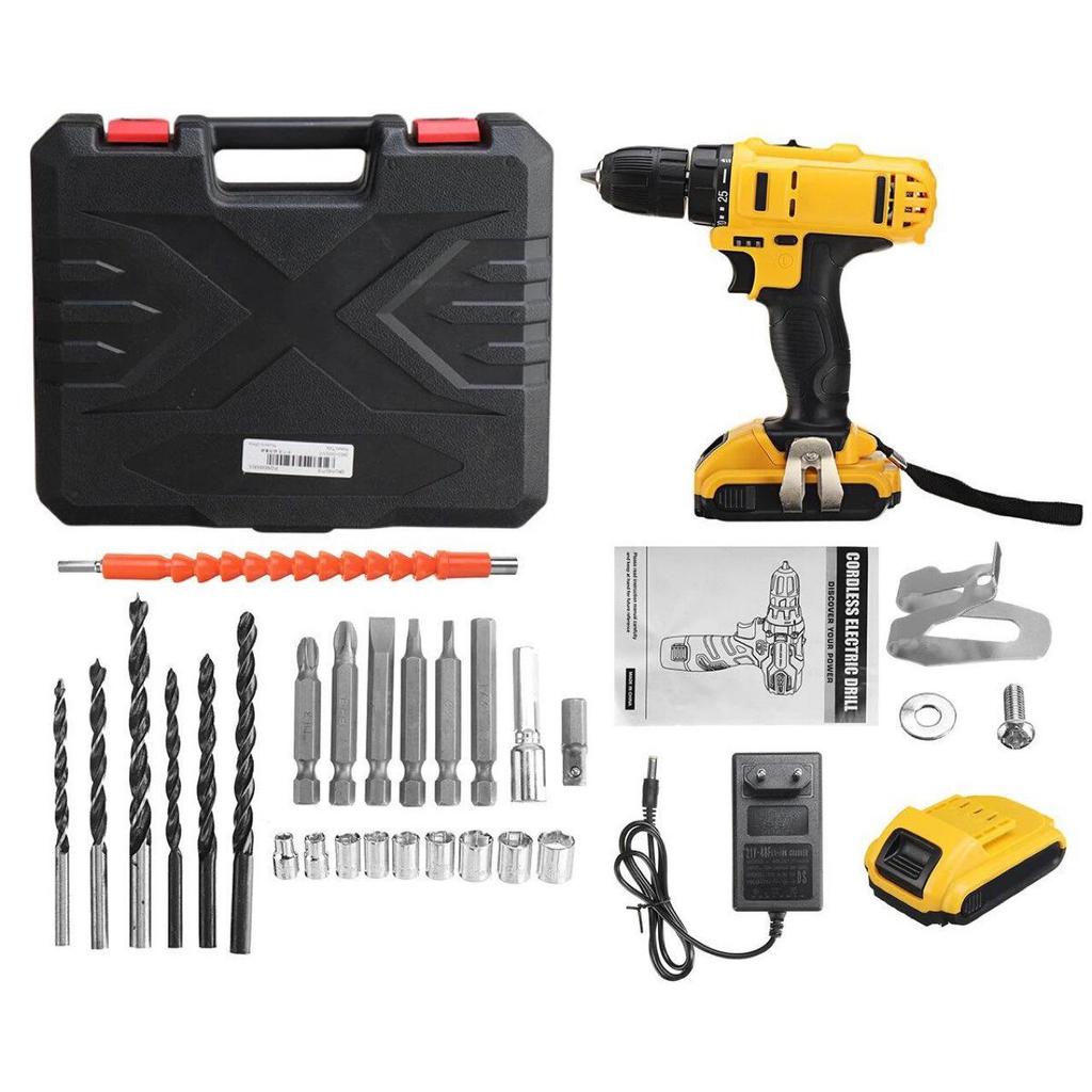 Cross 12V/21V Multi-functional Lithium Electric Drill Set - High-Performance Handheld Model for Household Use