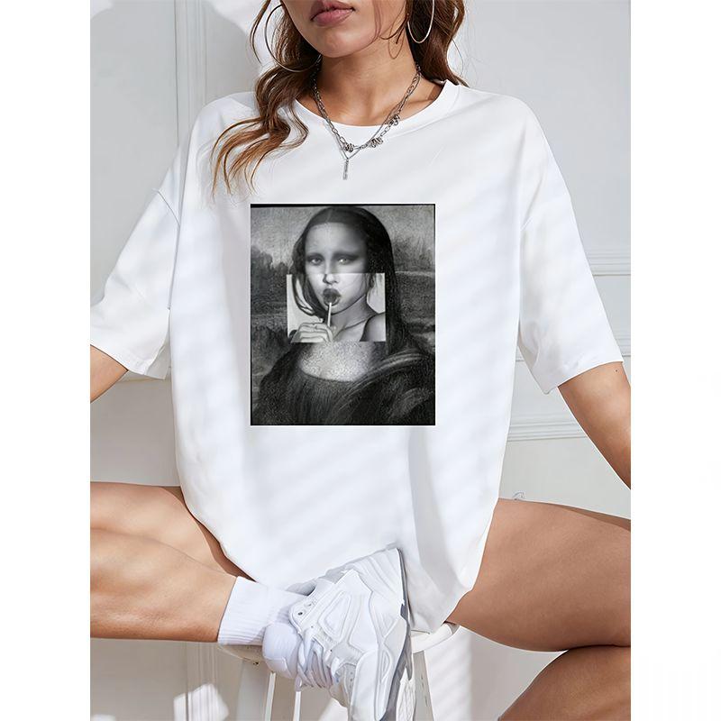 Sexy T-skjorter med kroppstrykk Basic Topp T-skjorte Harajuku-stil Høy kvalitet Sommer Dame Skjorte Korte Ermer Hals Mote Casual Klær