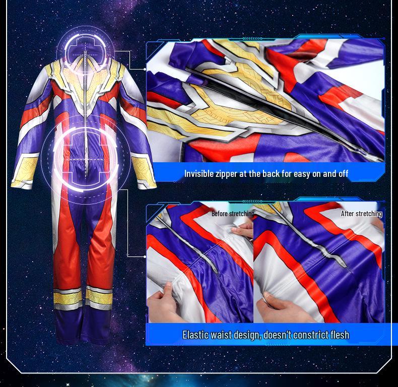 Genuine Ultraman Boys' Tiga Zero Jumpsuit and Leather Suit Set - Cool Spring/Autumn Children's Clothing