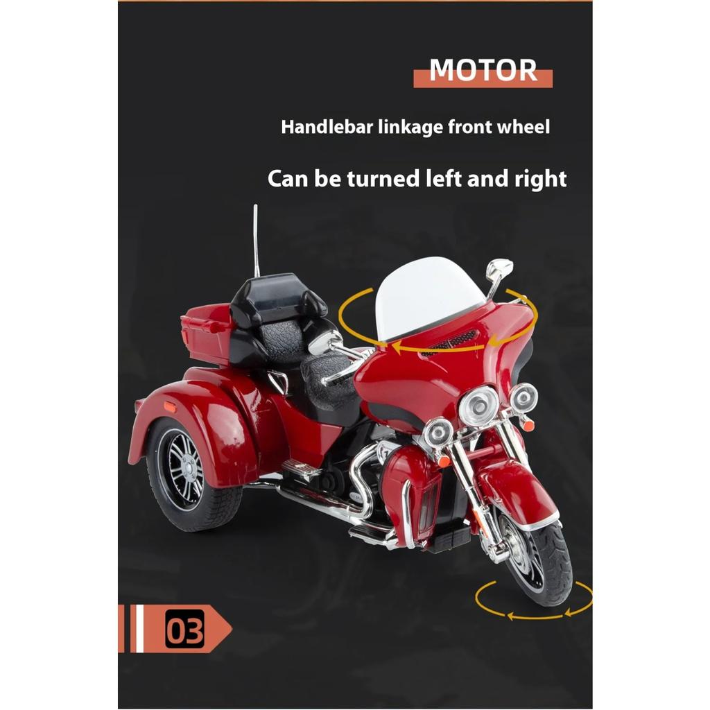 1/9 Harley Davidson TRI GLIDE ULTRA Luxury Tricycle Alloy Diecast Model Motorcycle Sound & Light Collection Decoration Gift BOX