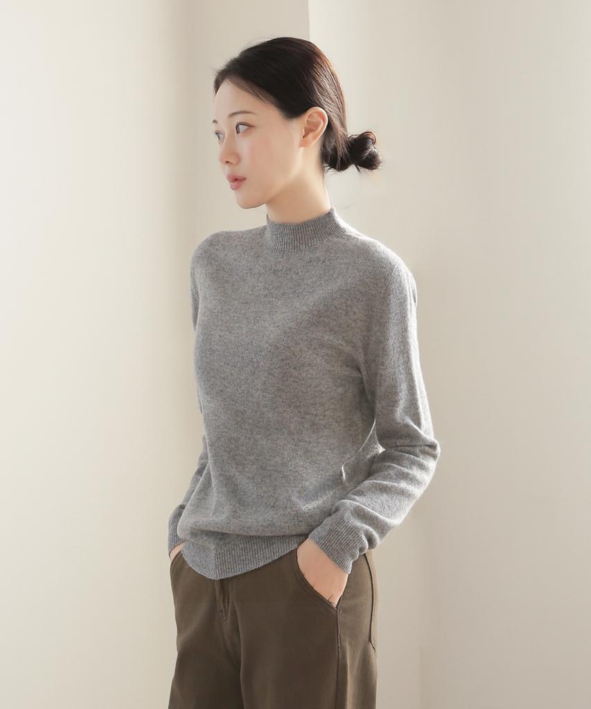 Keulleiseu Classic Mood 100% Wool Mock Neck Knit_Red