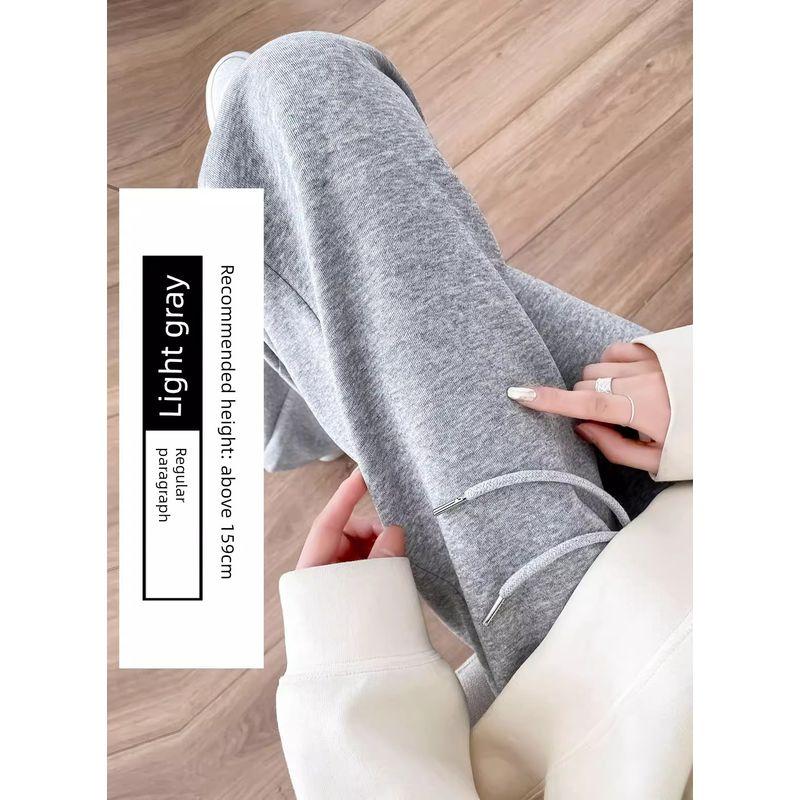 

Свободные брюки женские летние тонкие 2025 Новое поступление с высокой талией, стройнящие, хлопковые, маленькие, свободные, ниспадающие, прямые, повседневные брюки Grey [not Fleece-lined] Regular XL