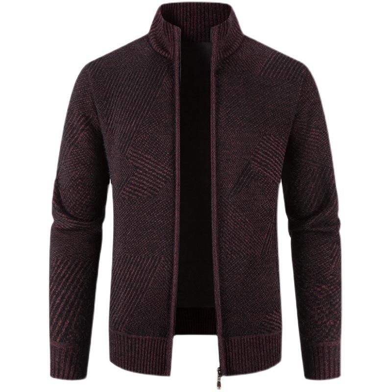 

Новый мужской воротник-стойка геометрической формы утолщенный свитер вязаный свитер повседневный кардиган куртка M