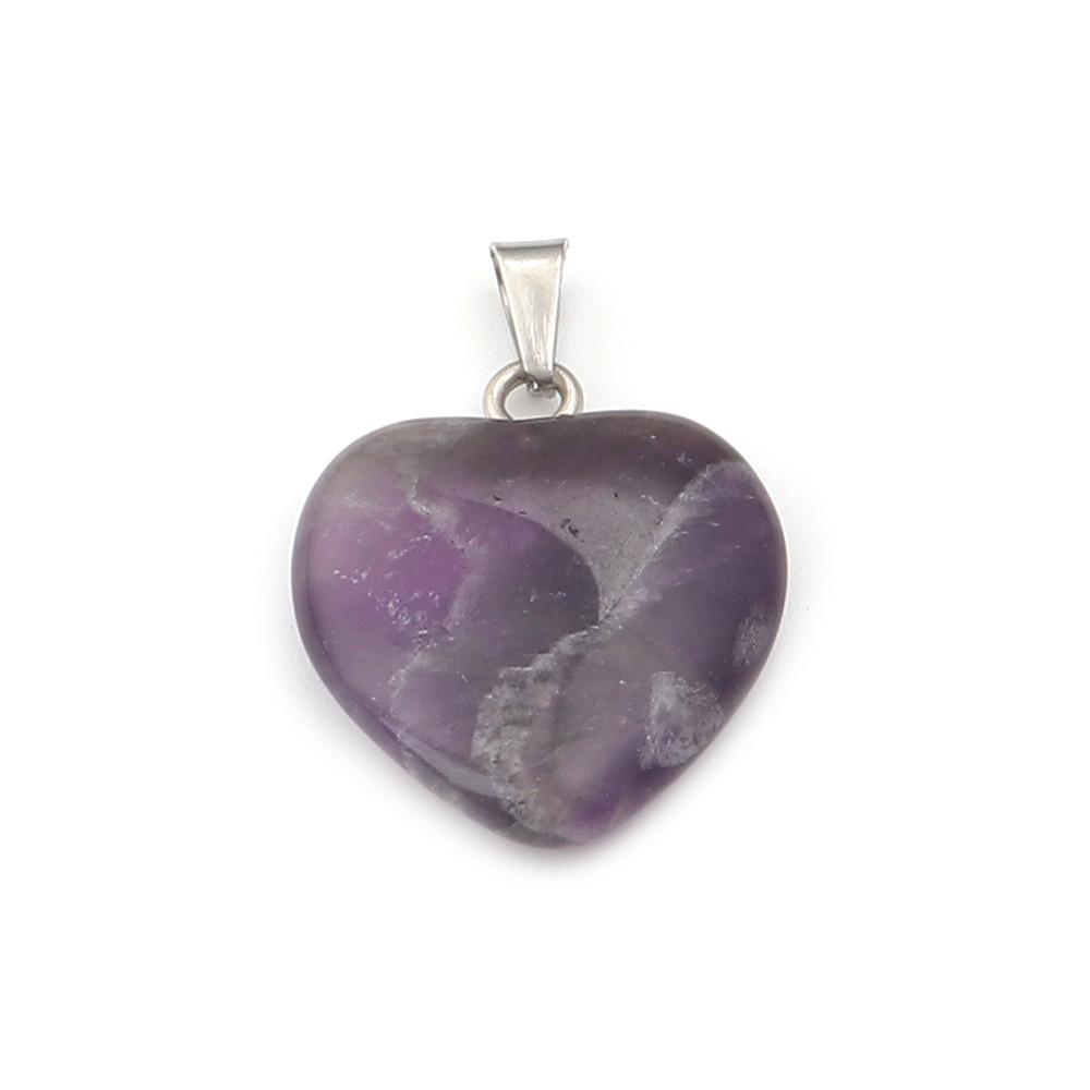 Herzförmiger Naturstein Anhänger Tigerauge Amethyst Jade Kristall Stein Charms Für DIY Exquisites Halsketten Schmuckzubehör