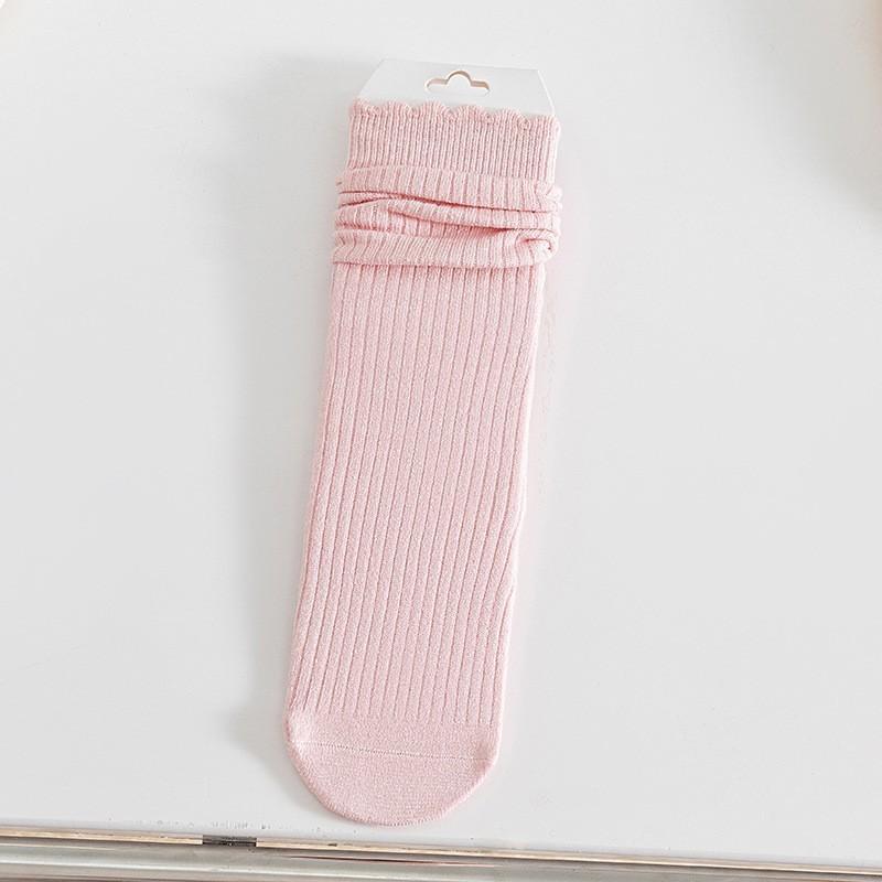 Lace Socks Children'S Stacking Socks Thickened Warm Wool Socks Solid Color Retro Sweat-Absorbing And Deodorant Medium Tube Socks