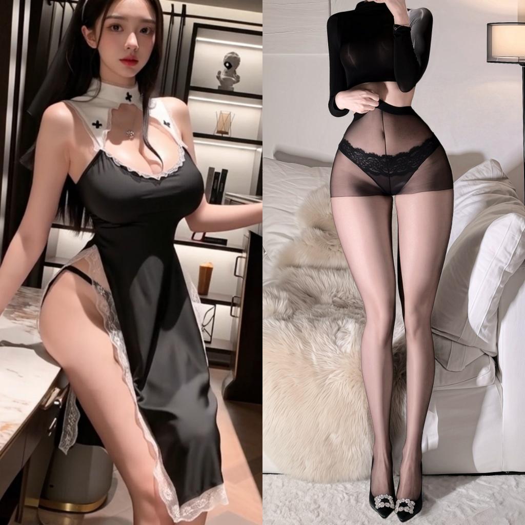 Sexy Lingerie Flirting Funny Costume Cosplay Nun Uniform Cplay Game Outfit Hollow Skirt Set