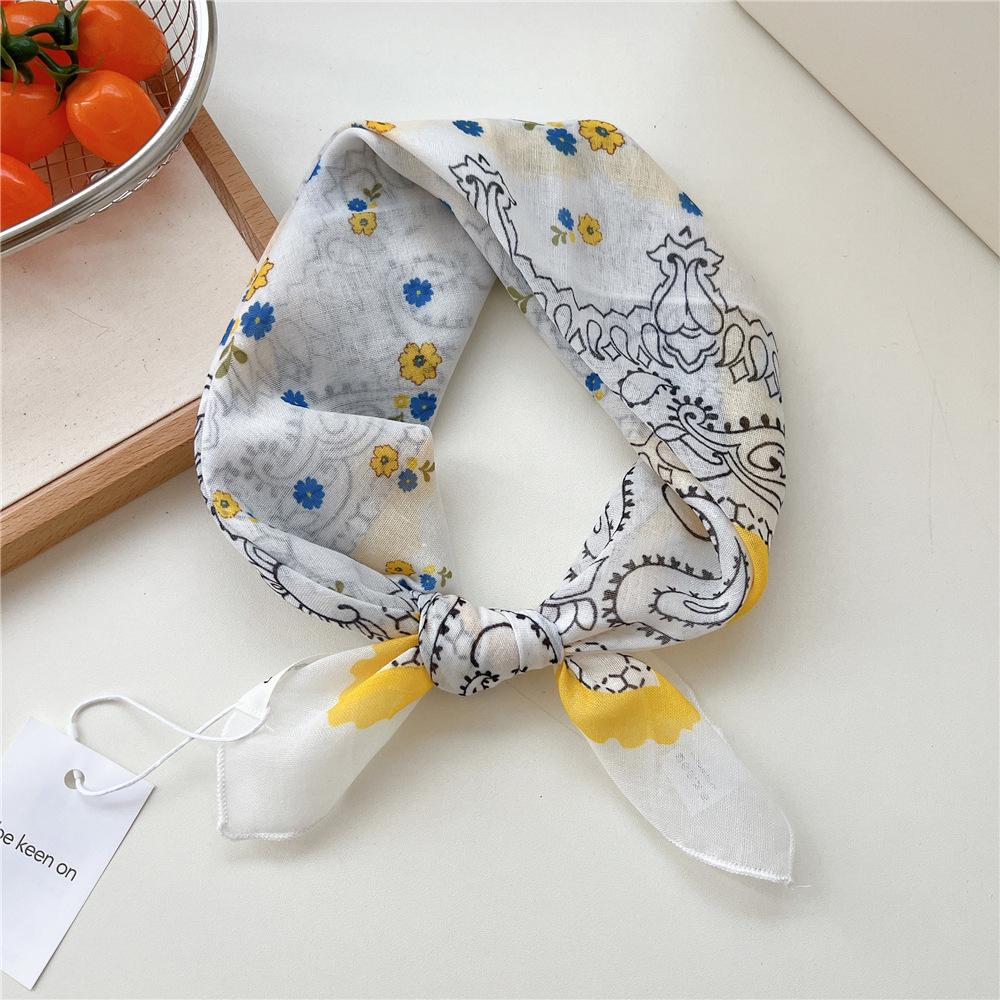 

55см Женский хлопковый квадратный платок с цветочным принтом Женская мода Нежно-розовые банданы Аксессуары для волос Тюрбан Повязка на голову One Size&>8Y