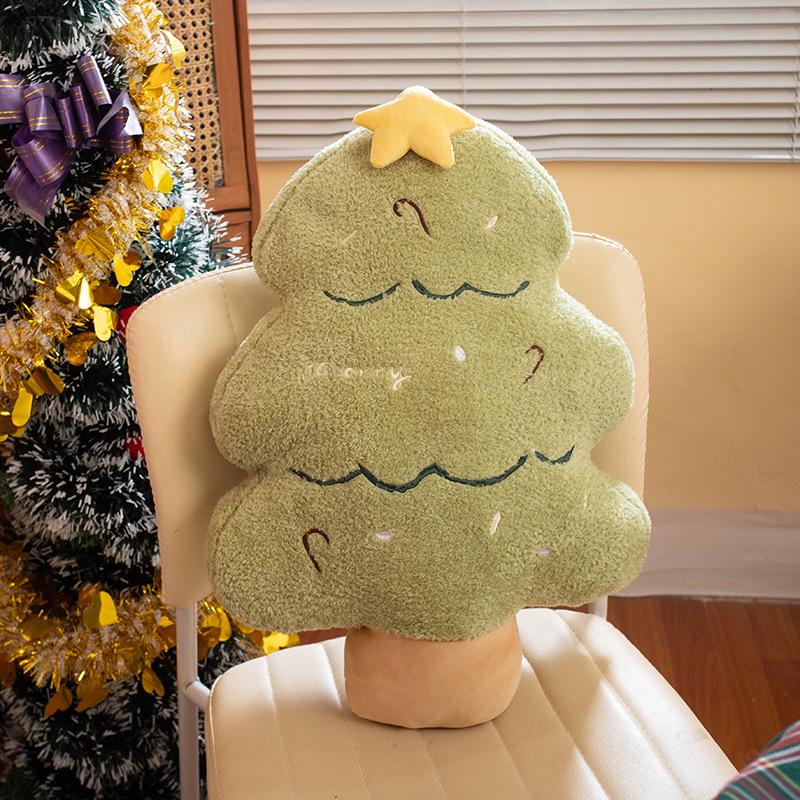 Gingerbread Man Pillow & Christmas Tree Cushion Set - Festive Holiday Decoration Gift for Kids