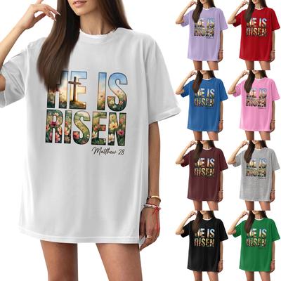 Damen Casual Buchstabendruck Kurzarm Top T-Shirt