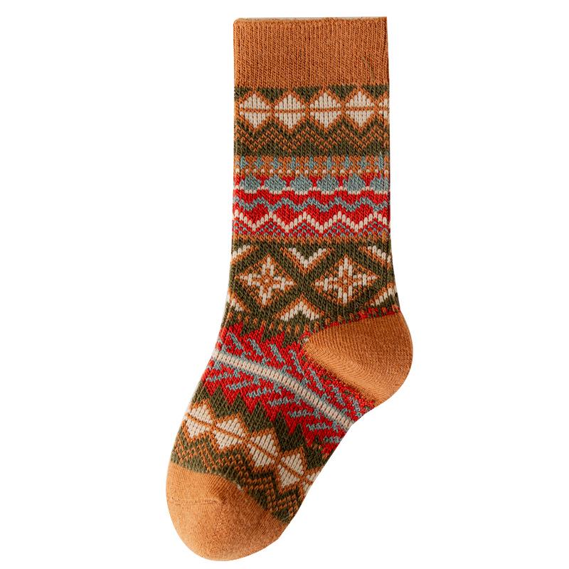 Children's Autumn/Winter Fair Isle Mid-Calf Socks - Girls, Boys & Babies, Retro Trendy Design