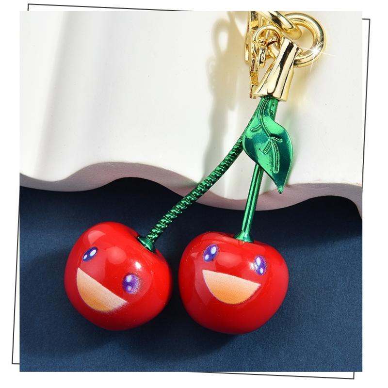 Smiling Cherry Keychain Cherries Bag Pendant Keyring Backpack Decoration Accessories Gifts Women Men Car Key Chains