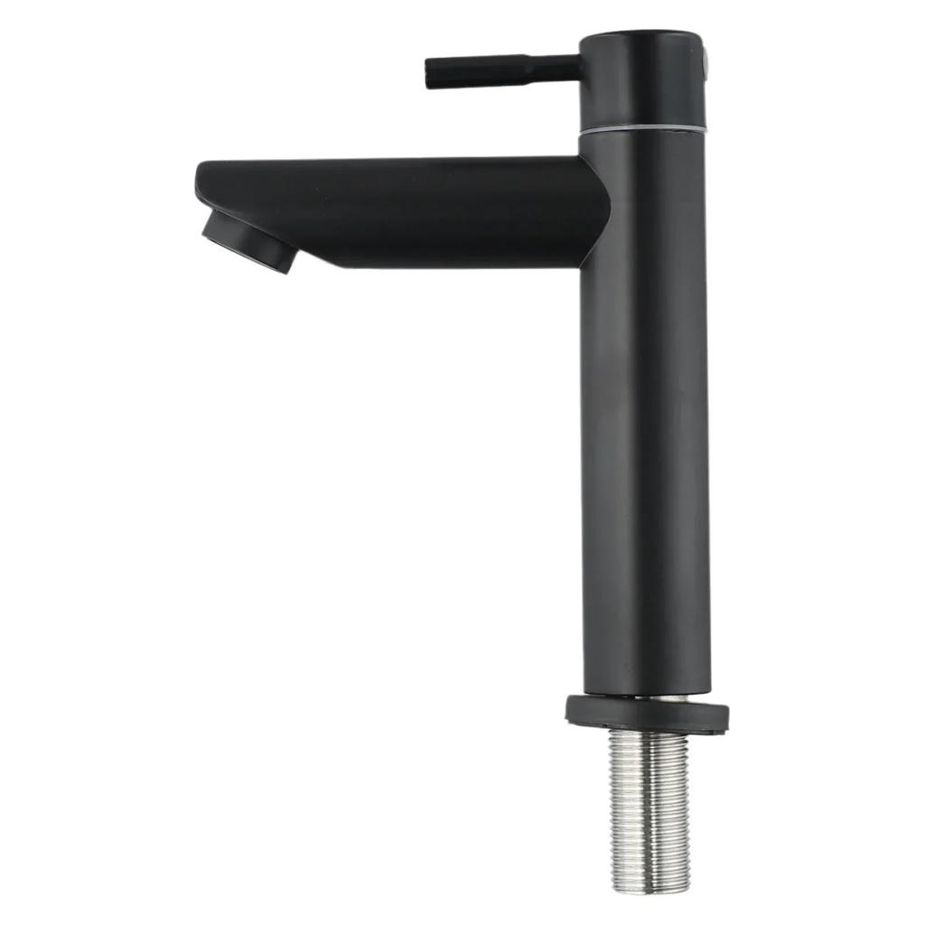 Black Basin Kitchen Bathroom Single Cold Sink Tap Cold Matte Sink Faucet Taps G1/2 Installation Thread Bathroom Accessories