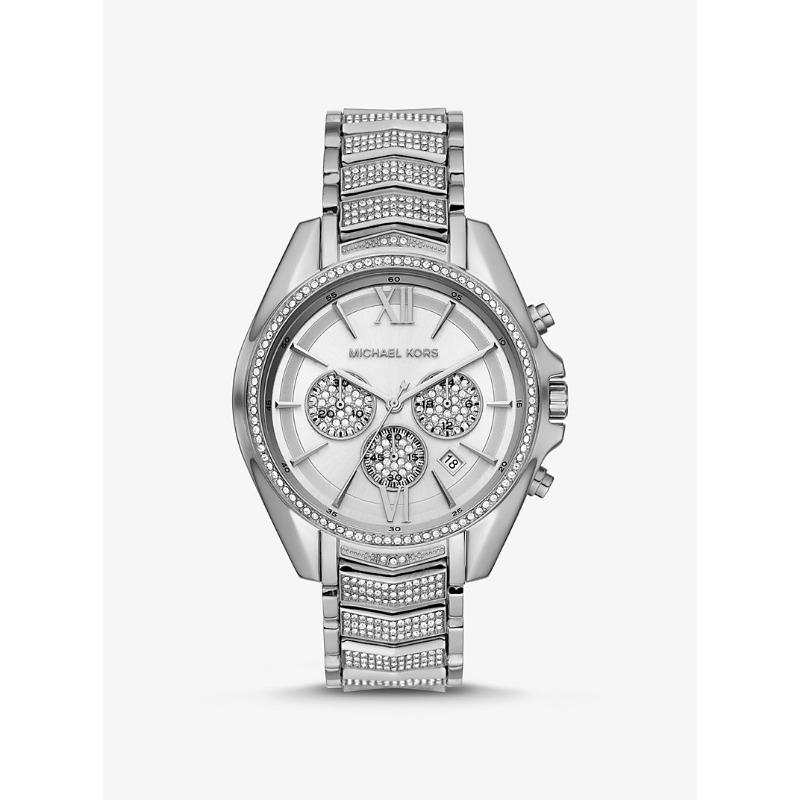 Большие серебристые часы Michael Kors Whitney с паве MK6728 серебряный