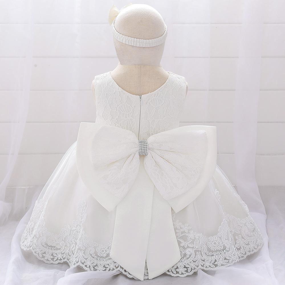 Infant Girls' First Birthday Lace Princess Dress with Bow