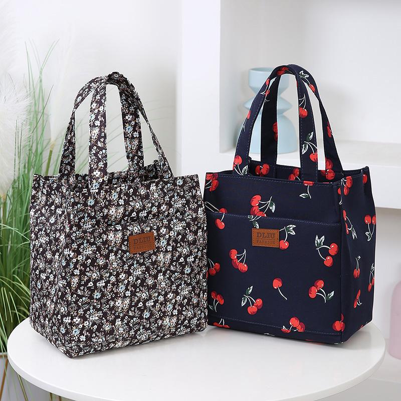 Modische verdickte bedruckte Baumwoll-Handtasche, große Kapazität, Tote, Mommy Bag, Aufbewahrungstasche für Brotdosen, Handtasche für Pendler